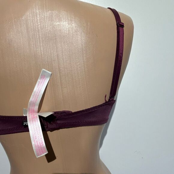PINK Victoria's Secret Maroon Wear Everywear Underwire Push Up Bra Size 32B - Picture 5 of 5